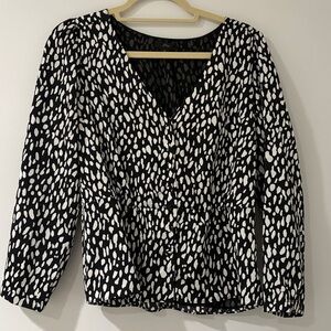 J. Crew Black and White Patterned Top